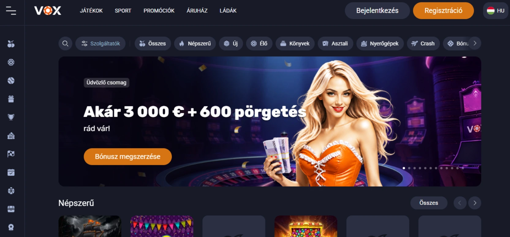 Vox Casino Screen